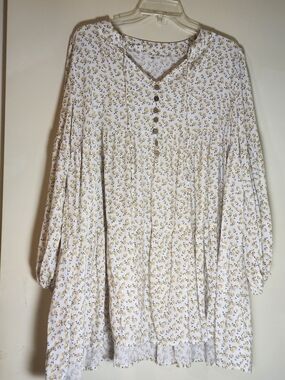 White Floral Boho Babydoll Mini Dress XXL